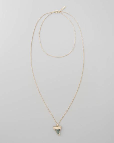 buy givenchy shark tooth necklace|Givenchy Golden Doubled Shark Tooth Necklace, Turquoise .